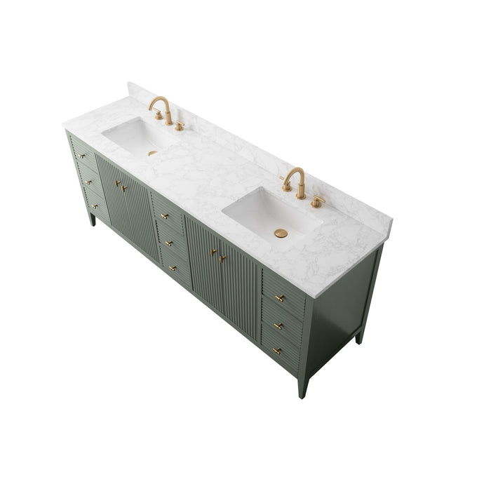 84" Freestanding Bathroom Vanity with Sink and Engineered Marble Top - HomeBeyond