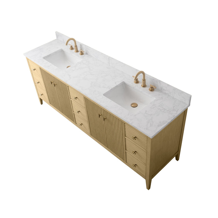 84" Freestanding Bathroom Vanity with Sink and Engineered Marble Top - HomeBeyond