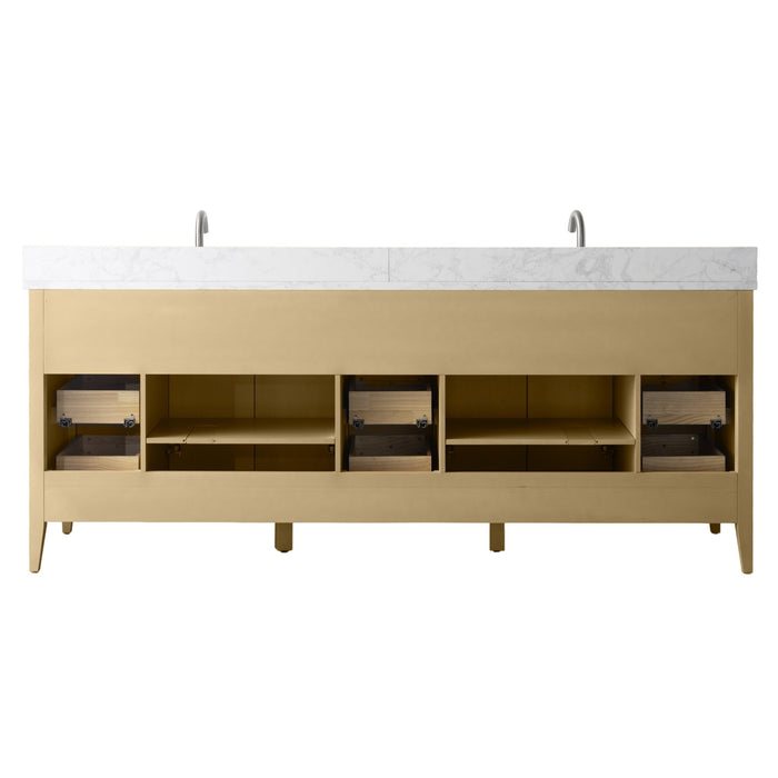 84" Freestanding Bathroom Vanity with Sink and Engineered Marble Top - HomeBeyond
