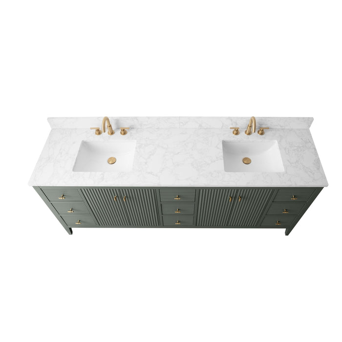 84" Freestanding Bathroom Vanity with Sink and Engineered Marble Top - HomeBeyond