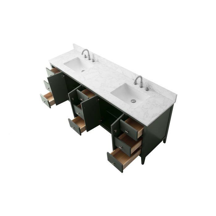 84" Freestanding Bathroom Vanity with Sink and Engineered Marble Top - HomeBeyond