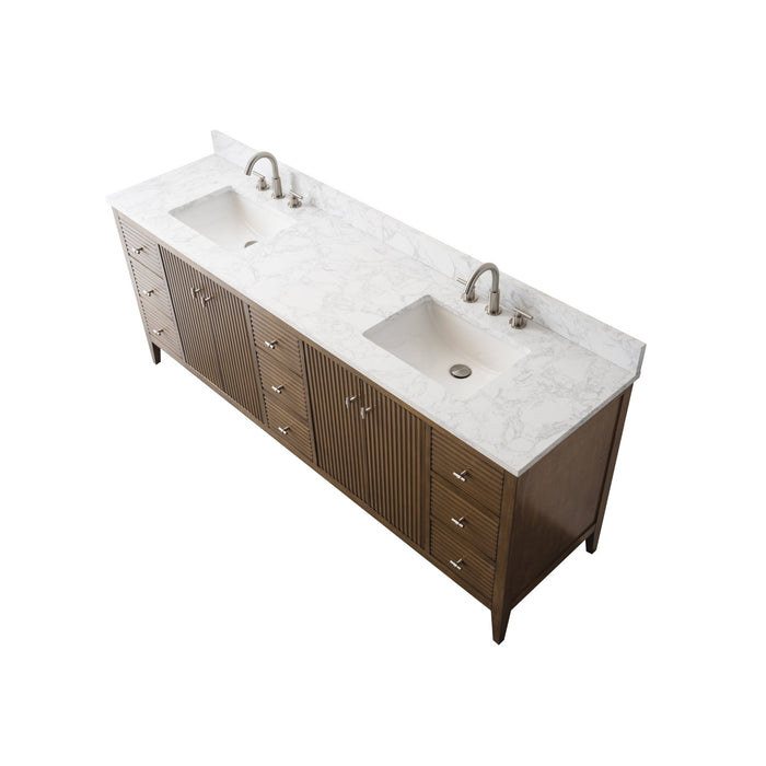 84" Freestanding Bathroom Vanity with Sink and Engineered Marble Top - HomeBeyond