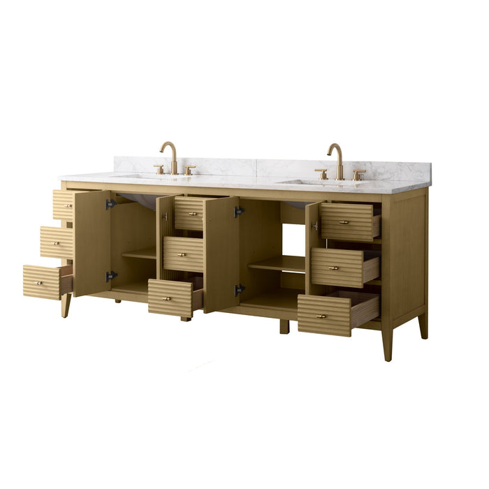 84" Freestanding Bathroom Vanity with Sink and Engineered Marble Top - HomeBeyond