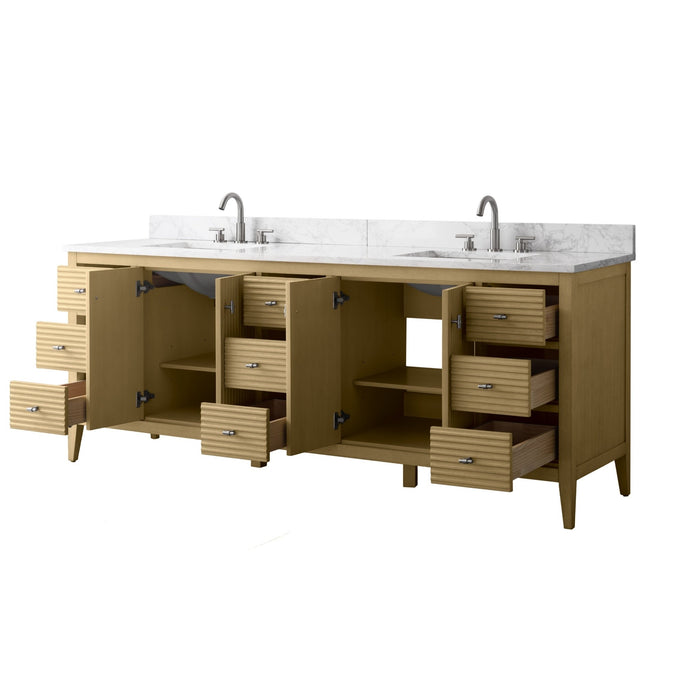 84" Freestanding Bathroom Vanity with Sink and Engineered Marble Top - HomeBeyond