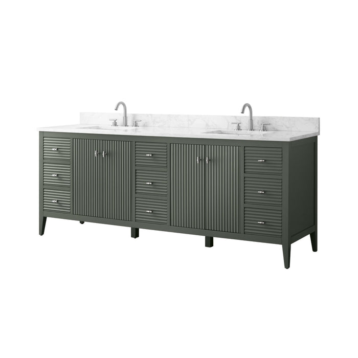 84" Freestanding Bathroom Vanity with Sink and Engineered Marble Top - HomeBeyond