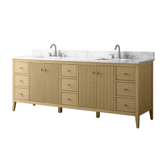 84" Freestanding Bathroom Vanity with Sink and Engineered Marble Top - HomeBeyond
