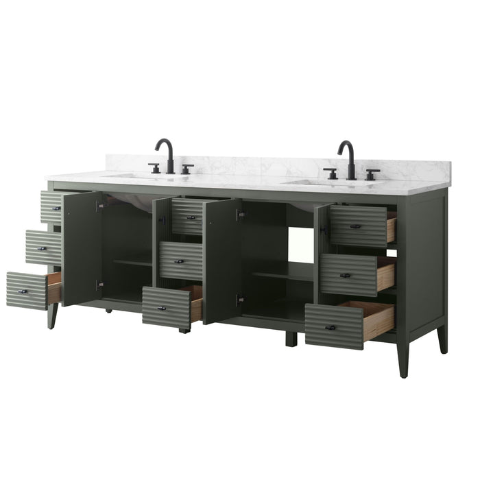 84" Freestanding Bathroom Vanity with Sink and Engineered Marble Top - HomeBeyond