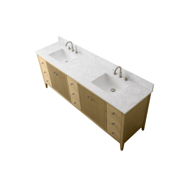84" Freestanding Bathroom Vanity with Sink and Engineered Marble Top - HomeBeyond