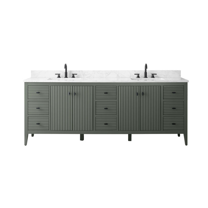 84" Freestanding Bathroom Vanity with Sink and Engineered Marble Top - HomeBeyond