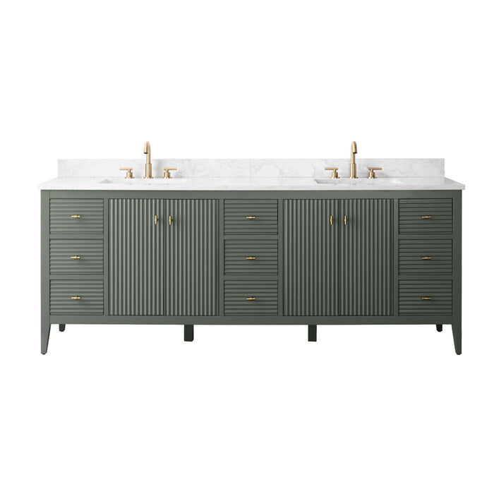 84" Freestanding Bathroom Vanity with Sink and Engineered Marble Top - HomeBeyond