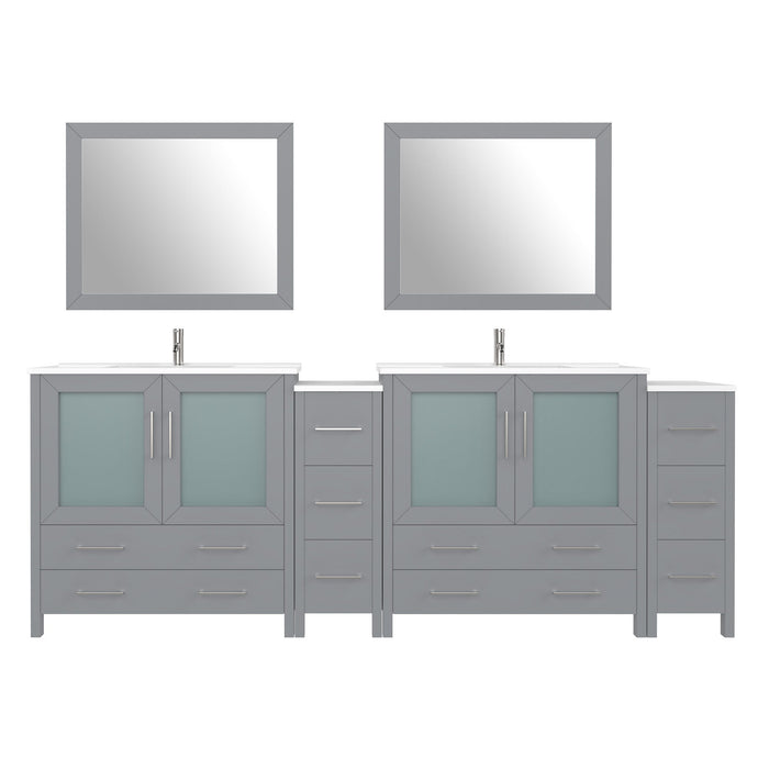 96" Double Sink Modern Bathroom Vanity Set with Ceramic Top & Free Mirrors – Large Storage Cabinet with 10 Drawers VA3036-96 - HomeBeyond