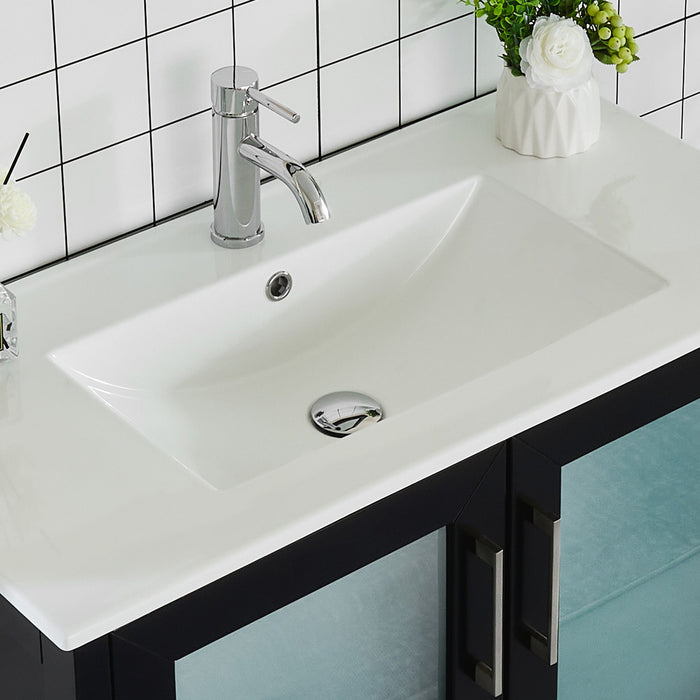 96" Double Sink Modern Bathroom Vanity Set with Ceramic Top & Free Mirrors – Large Storage Cabinet with 10 Drawers VA3036-96 - HomeBeyond