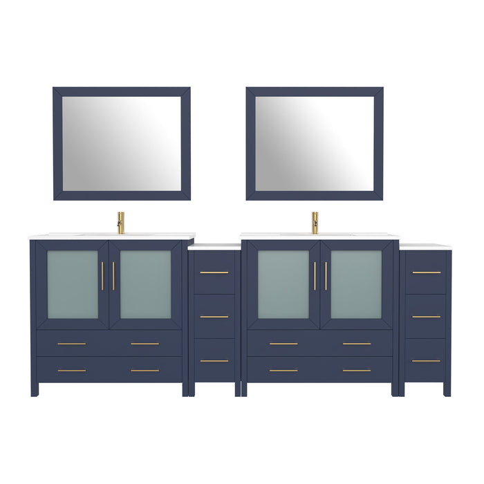 96" Double Sink Modern Bathroom Vanity Set with Ceramic Top & Free Mirrors – Large Storage Cabinet with 10 Drawers VA3036-96 - HomeBeyond