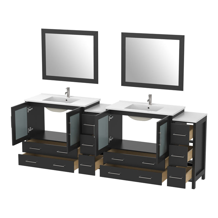 96" Double Sink Modern Bathroom Vanity Set with Ceramic Top & Free Mirrors – Large Storage Cabinet with 10 Drawers VA3036-96 - HomeBeyond