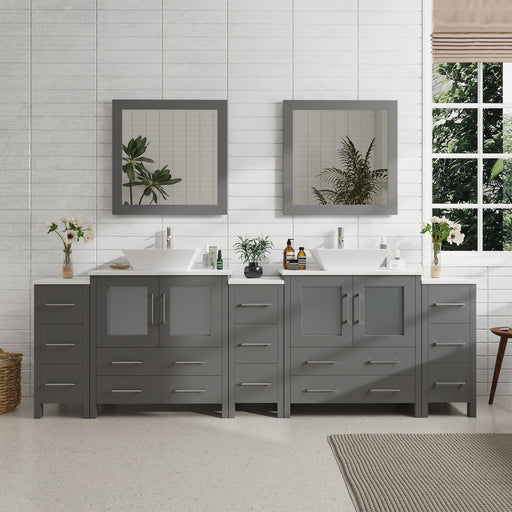 96" Double Sink Modern Bathroom Vanity Set with Engineered Marble Top & Free Mirrors – Large Storage Cabinet with 13 Drawers VA3130-96 - HomeBeyond