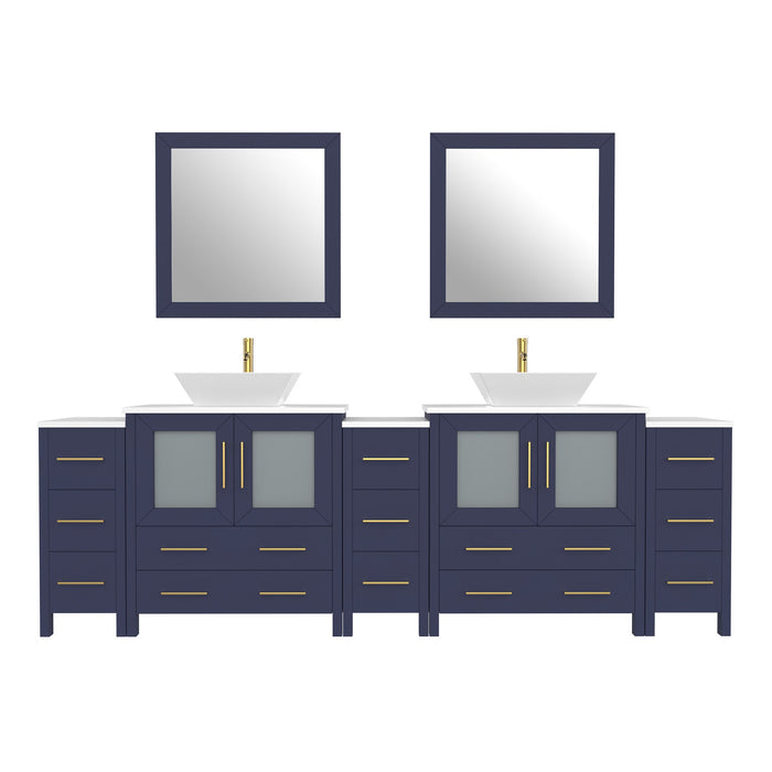 96" Double Sink Modern Bathroom Vanity Set with Engineered Marble Top & Free Mirrors – Large Storage Cabinet with 13 Drawers VA3130-96 - HomeBeyond
