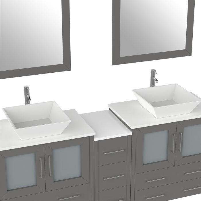 96" Double Sink Modern Bathroom Vanity Set with Engineered Marble Top & Free Mirrors – Large Storage Cabinet with 13 Drawers VA3130-96 - HomeBeyond