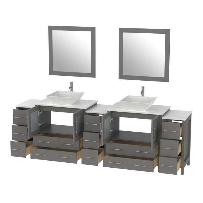 96" Double Sink Modern Bathroom Vanity Set with Engineered Marble Top & Free Mirrors – Large Storage Cabinet with 13 Drawers VA3130-96 - HomeBeyond