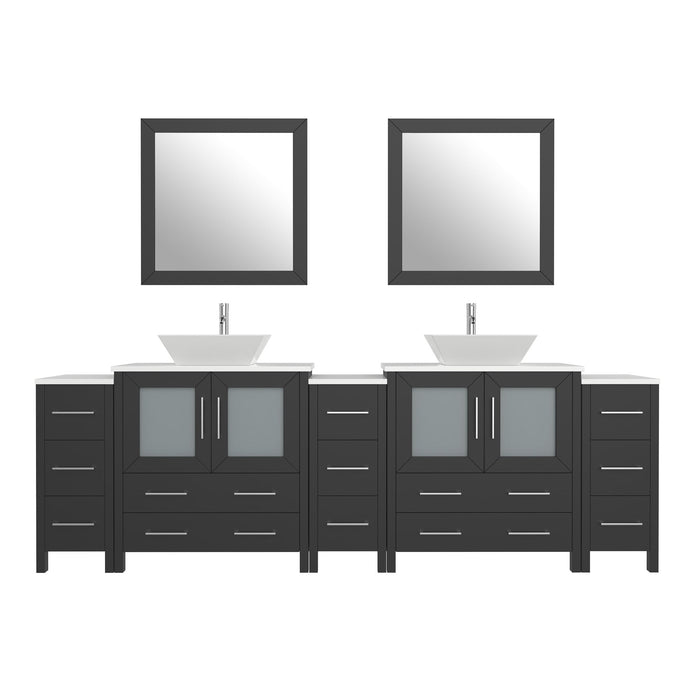 96" Double Sink Modern Bathroom Vanity Set with Engineered Marble Top & Free Mirrors – Large Storage Cabinet with 13 Drawers VA3130-96 - HomeBeyond