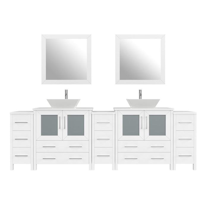 96" Double Sink Modern Bathroom Vanity Set with Engineered Marble Top & Free Mirrors – Large Storage Cabinet with 13 Drawers VA3130-96 - HomeBeyond