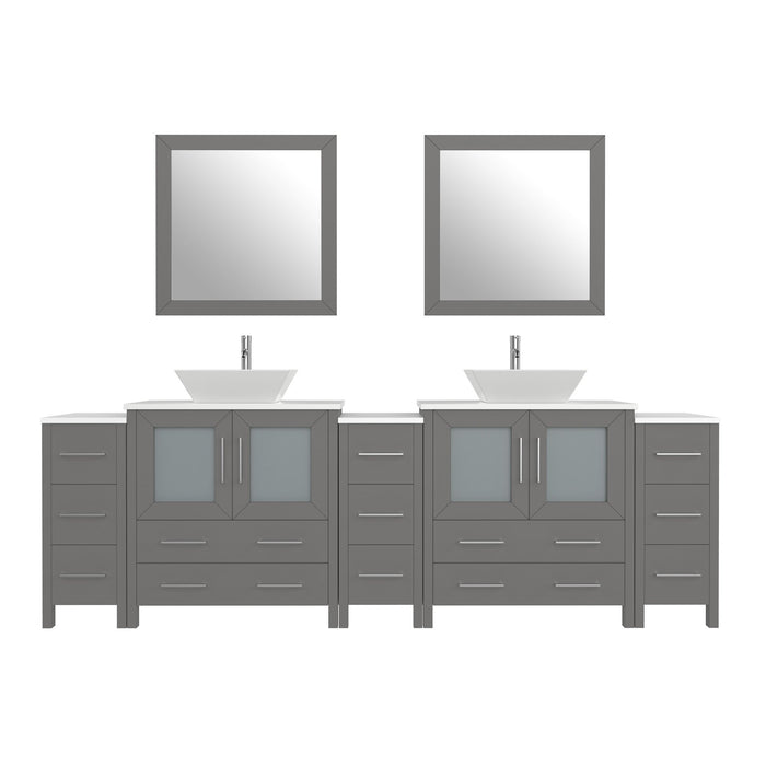 96" Double Sink Modern Bathroom Vanity Set with Engineered Marble Top & Free Mirrors – Large Storage Cabinet with 13 Drawers VA3130-96 - HomeBeyond