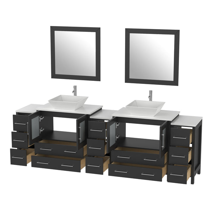 96" Double Sink Modern Bathroom Vanity Set with Engineered Marble Top & Free Mirrors – Large Storage Cabinet with 13 Drawers VA3130-96 - HomeBeyond
