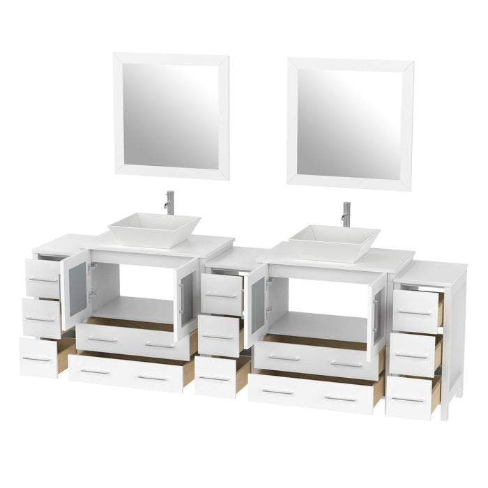 96" Double Sink Modern Bathroom Vanity Set with Engineered Marble Top & Free Mirrors – Large Storage Cabinet with 13 Drawers VA3130-96 - HomeBeyond