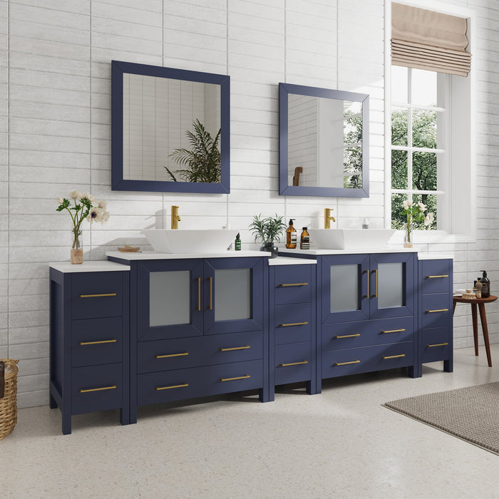 96" Double Sink Modern Bathroom Vanity Set with Engineered Marble Top & Free Mirrors – Large Storage Cabinet with 13 Drawers VA3130-96 - HomeBeyond