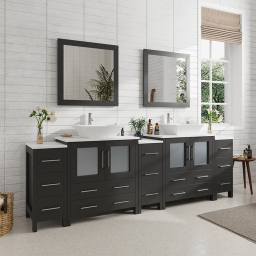 96" Double Sink Modern Bathroom Vanity Set with Engineered Marble Top & Free Mirrors – Large Storage Cabinet with 13 Drawers VA3130-96 - HomeBeyond