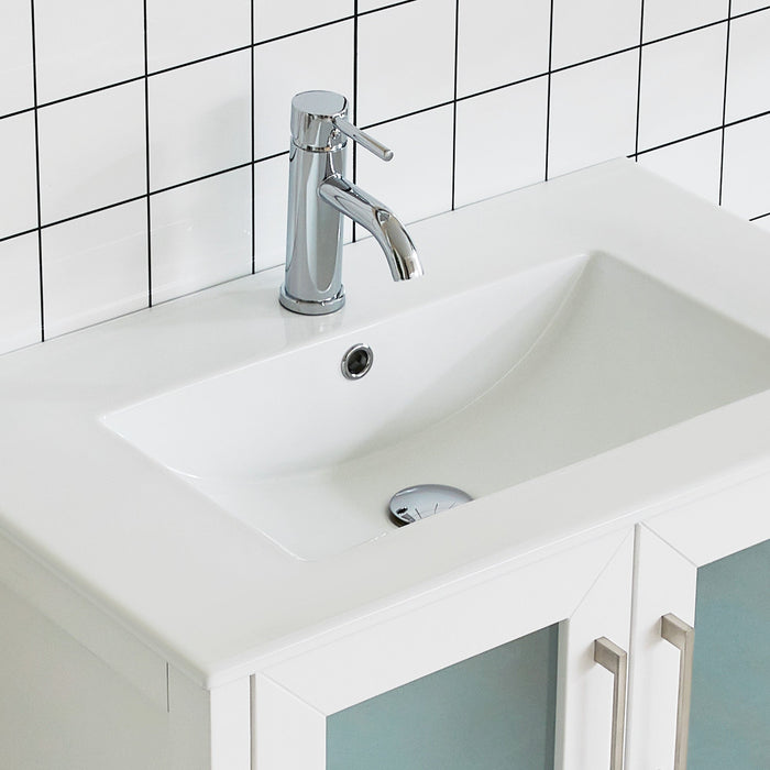 96" Double Sink Modern Bathroom Vanity Set with White Ceramic Top & Free Mirrors – Large Storage Cabinet with 13 Drawers VA3030-96 - HomeBeyond