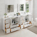 96" Double Sink Modern Bathroom Vanity Set with White Ceramic Top & Free Mirrors – Large Storage Cabinet with 13 Drawers VA3030-96 - HomeBeyond