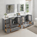 96" Double Sink Modern Bathroom Vanity Set with White Ceramic Top & Free Mirrors – Large Storage Cabinet with 13 Drawers VA3030-96 - HomeBeyond