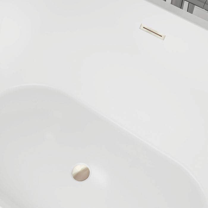 67" x 32" Modern Acrylic Oval Flat Bottom Freestanding Soaking Bathtub with Slotted Overflow VA6815-L