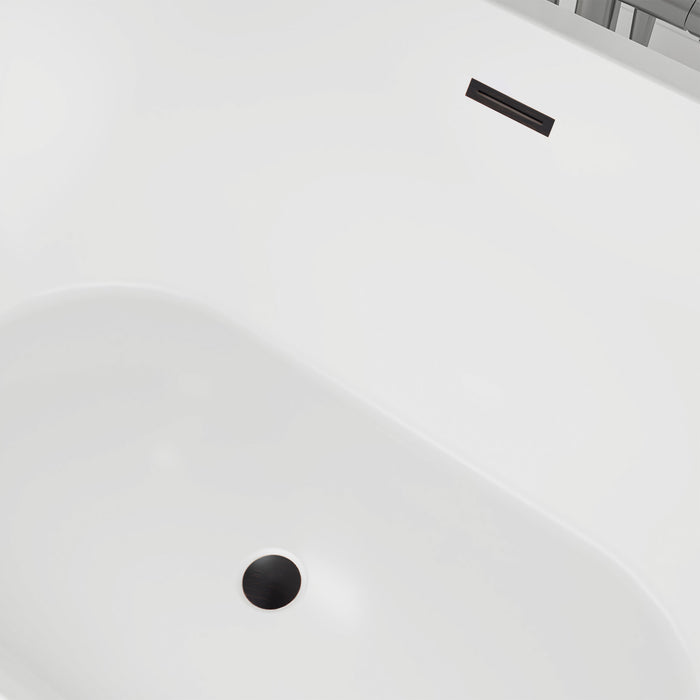 67" x 32" Modern Acrylic Oval Flat Bottom Freestanding Soaking Bathtub with Slotted Overflow VA6815-L