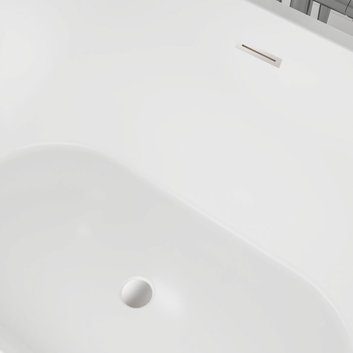67" x 32" Modern Acrylic Oval Flat Bottom Freestanding Soaking Bathtub with Slotted Overflow VA6815-L