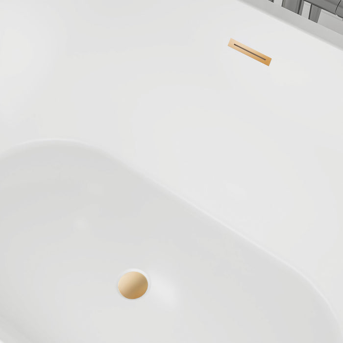 67" x 32" Modern Acrylic Oval Flat Bottom Freestanding Soaking Bathtub with Slotted Overflow VA6815-L
