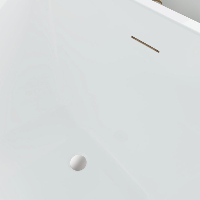 55" x 29" Modern Slipper Freestanding Solid Surface Soaking Bathtub White Soaker Tub Slotted Overflow VA6816B-M