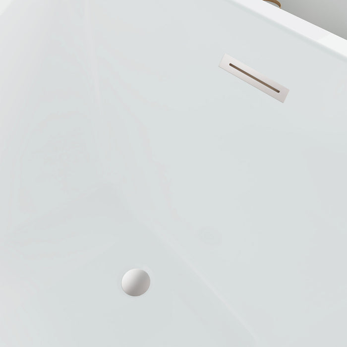 55" x 29" Modern Slipper Freestanding Solid Surface Soaking Bathtub White Soaker Tub Slotted Overflow VA6816B-M