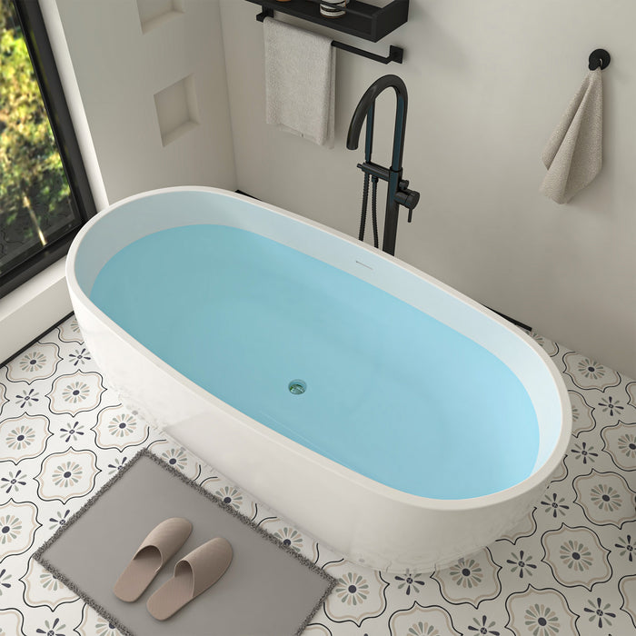 59" X 29" Freestanding White Acrylic Bathtub Modern Stand Alone Soaking Tub  VA6906-S