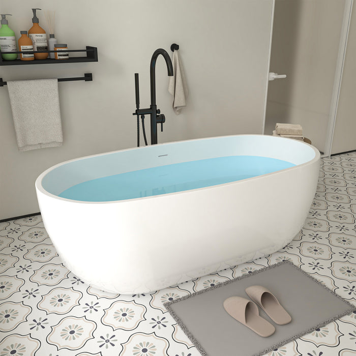 59" X 29" Freestanding White Acrylic Bathtub Modern Stand Alone Soaking Tub  VA6906-S
