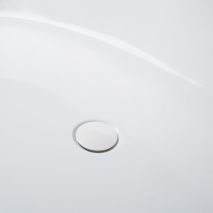 59" x 31" Modern Oval Stone Resin Freestanding Soaking Bathtub with Center Chrome Drain VA6913-S
