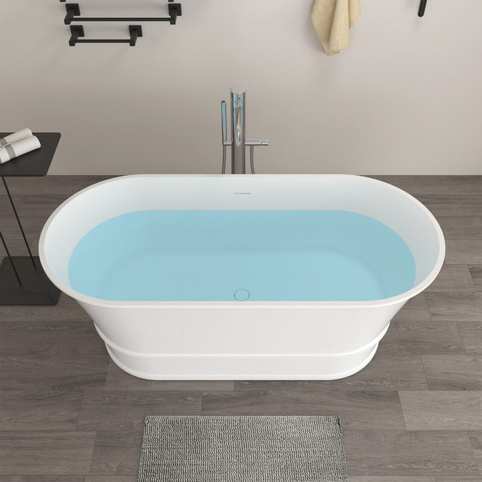 67" X 32"  Stone Resin Oval Shape Freestanding Bathtub, with Pure White Overflow and Pop Up Drain VA6919-L