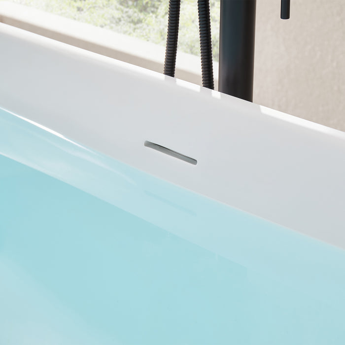 67" X 32"  Stone Resin Oval Shape Freestanding Bathtub, with Pure White Overflow and Pop Up Drain VA6919-L