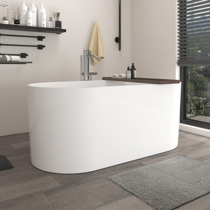 67" X 32" Stone Resin Ergonomic Shape Freestanding Bathtub, with Pure White Overflow and Pop Up Drain VA6920-L