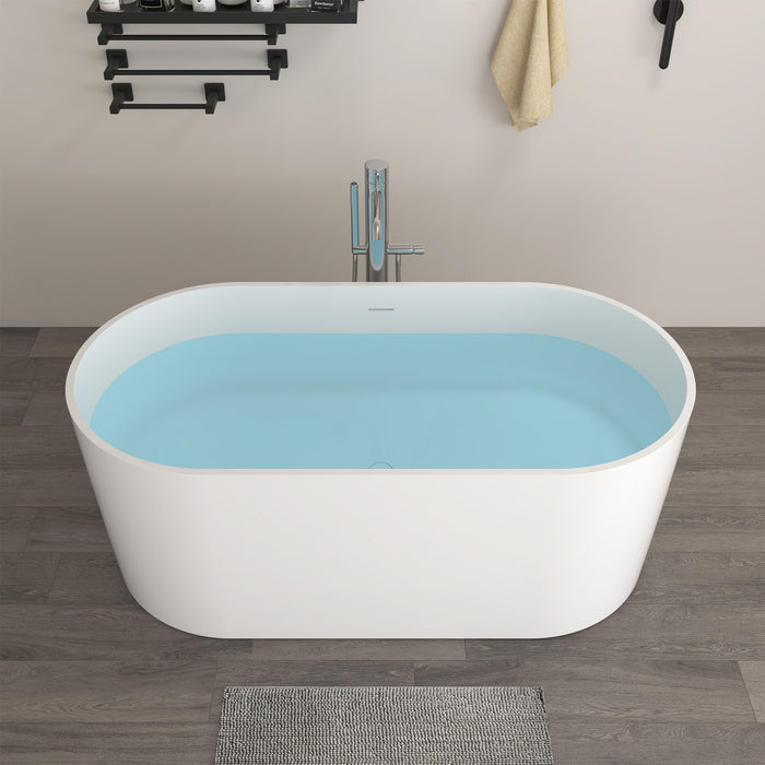 67" X 32" Stone Resin Ergonomic Shape Freestanding Bathtub, with Pure White Overflow and Pop Up Drain VA6920-L