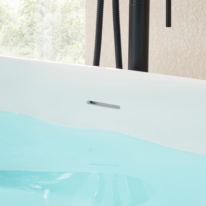67" X 32" Stone Resin Ergonomic Shape Freestanding Bathtub, with Pure White Overflow and Pop Up Drain VA6920-L