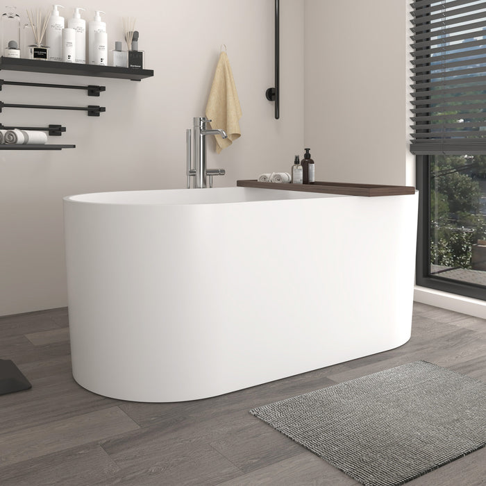 67" X 32" Stone Resin Ergonomic Shape Freestanding Bathtub, with Pure White Overflow and Pop Up Drain VA6920-L