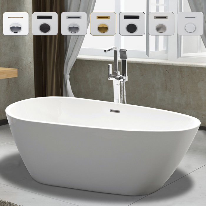 59" x 30" Modern Standalone Acrylic Soaking Tub