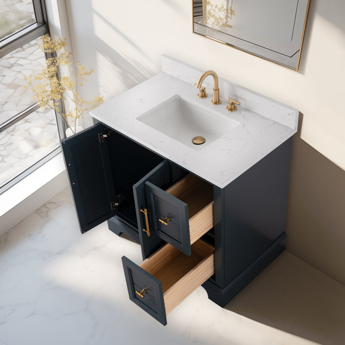 36" Single Sink Modern Bathroom Vanity Set with Countertop & Undermount Sink – Storage Cabinet VA5036