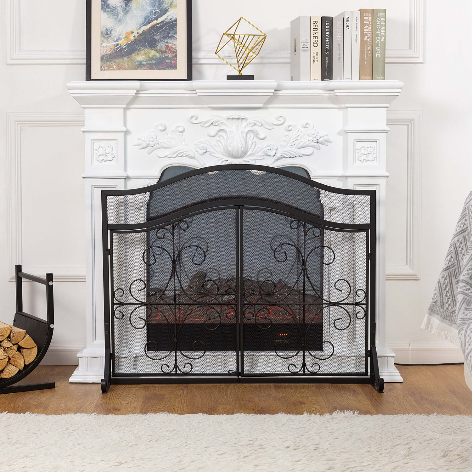 Iron fireplace screen